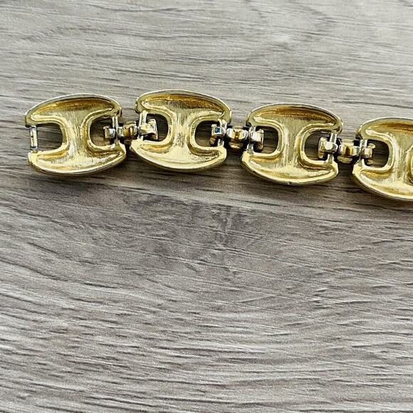 GIVENCHY Vintage Puffed Anchor Mariner Chain Link Gold Plated Bracelet 7” Luxe - Picture 7 of 7